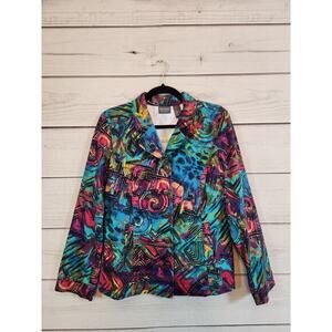 Additions by Chico's Women's‎ Geometric Multicolor Long Sleeve Jacket Size S